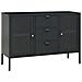 Credenza Antracite 105x35x70 Cm In Acciaio E Vetro Temperato - Foto miniatura 2