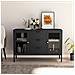 Credenza Antracite 105x35x70 Cm In Acciaio E Vetro Temperato - Foto miniatura 1