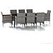 Set Da Pranzo Da Giardino 9 Pz Con Cuscini In Grigio E Nero - Foto miniatura 2