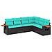 Set Divani Da Giardino 6 Pz Con Cuscini Nero In Polyrattan - Foto miniatura 2