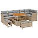 Set di divani da giardino  9 Pezzi con cuscini Beige Polyrattan Acacia, Set da pranzo da giardino  3 Pezzi con cuscini Beige Polyrattan Acacia - Foto miniatura 1