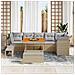 Set di divani da giardino  9 Pezzi con cuscini Beige Polyrattan Acacia, Set da pranzo da giardino  3 Pezzi con cuscini Beige Polyrattan Acacia - Foto miniatura 3