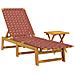 Lettino Prendisole Tavolino Rosso Legno Massello Acacia Tessuto - Foto miniatura 1