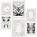 Set Di 6 Stampe Dipinto Decorativo Astratto Grigio E Nero Con Cornice E Illustrazioni Di Design Per Le Pareti A3 & A4 Cornice Bianca - Foto miniatura 1