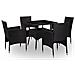 Set Mobili Da Pranzo Per Giardino 5 Pz Polyrattan Nero E Vetro - Foto miniatura 1