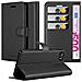 Custodia Compatibile Con Blackberry Keyone In Nero Carbone - Coperchio Protettiva Con Chiusura Magnetica, Funzione Stand E Tasca Per Le Carte - Foto miniatura 1
