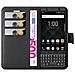 Custodia Compatibile Con Blackberry Keyone In Nero Carbone - Coperchio Protettiva Con Chiusura Magnetica, Funzione Stand E Tasca Per Le Carte - Foto miniatura 5