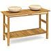 Mobile Vanit Bagno E Lavandini Marmo Crema Legno Massello Teak - Foto miniatura 2