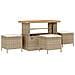 Set da pranzo da giardino 4 pezzi con cuscini Beige in Rattan Sintetico e Acacia - Foto miniatura 1