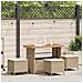 Set da pranzo da giardino 4 pezzi con cuscini Beige in Rattan Sintetico e Acacia - Foto miniatura 2