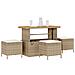 Set da pranzo da giardino 4 pezzi con cuscini Beige in Rattan Sintetico e Acacia - Foto miniatura 3