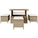 Set da pranzo da giardino 4 pezzi con cuscini Beige in Rattan Sintetico e Acacia - Foto miniatura 7
