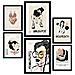 Set Di 6 Stampe Stampe Artistiche In Stile Schizzo Con Inchiostro Nero Per L'interior Design A3 & A4 Cornice Nera - Foto miniatura 1