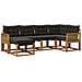 Set di divani da esterno con cuscino 6 pcs Naturale e Nero - Foto miniatura 1
