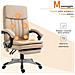 Poltrona Massaggiante da Ufficio, Altezza Regolabile e Reclinabile in Similpelle Dimensioni 67x69x106.5-114.5 cm Colore Beige - Foto miniatura 5