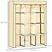 Armadio In Tessuto Con 8 Ripiani E 2 Barre Con Porta Avvolgibile, 125x46x162.5cm, Beige - Foto miniatura 5