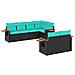 Set Divani Da Giardino 7 Pz Con Cuscini Nero In Polyrattan - Foto miniatura 2