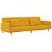 Divano Letto a 2 Posti con 2 Cuscini Giallo in Tessuto - Foto miniatura 1