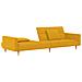 Divano Letto a 2 Posti con 2 Cuscini Giallo in Tessuto - Foto miniatura 5