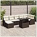 Set di divani da giardino 8 pezzi cuscini Marrone Polyrattan, Divano giardino 2 posti cuscini Marrone Polyrattan - Foto miniatura 2