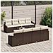 Set Divano da Giardino a 7 Pezzi con Cuscini Marrone Polyrattan - Foto miniatura 3