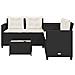 Divano da Giardino con Tavolo e Cuscini a L Nero in Polyrattan - Foto miniatura 4