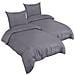 Biancheria Da Letto 135x200 Federe 80x80 4 Pezzi 100% Microfibra Grigio Scuro - Foto miniatura 3
