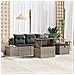 Set divano da giardino 6 pezzi in rattan poliestere grigio - Foto miniatura 2