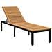 Lettino Prendisole Nero 200x55x35 cm in Legno di Acacia - Foto miniatura 1
