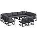 Set Divano da Giardino con cuscino 11 pcs Nero Alluminio - Foto miniatura 1