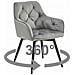 Sedia girevole in velluto LUKK360 - Gambe grigio argento / nere x 2 - Foto miniatura 2