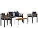 Set di Mobili da Esterno 4 pcs Grigio e Blu Navy Rattan in PE - Foto miniatura 1