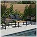 Set di Mobili da Esterno 4 pcs Grigio e Blu Navy Rattan in PE - Foto miniatura 2