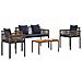 Set di Mobili da Esterno 4 pcs Grigio e Blu Navy Rattan in PE - Foto miniatura 3