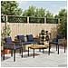 Set di Mobili da Esterno 4 pcs Grigio e Blu Navy Rattan in PE - Foto miniatura 4