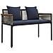 Set di Mobili da Esterno 4 pcs Grigio e Blu Navy Rattan in PE - Foto miniatura 5