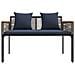 Set di Mobili da Esterno 4 pcs Grigio e Blu Navy Rattan in PE - Foto miniatura 8