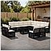 Set Divano da Giardino 14 pz Nero e Bianco Crema polyrattan - Foto miniatura 9