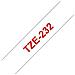 Nastro Laminato Brother Tze-232 Rosso Su Bianco, Tze, 8 M, 1.2 Cm - Foto miniatura 2