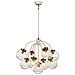 Lampadario Contemporaneo Cosmos Acciaio Crema Vetro Ottone 9 Luci E14 - Foto miniatura 1
