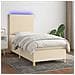Letto a Molle con Materasso e LED Crema 90x190 cm in Tessuto - Foto miniatura 3