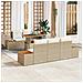 Set da pranzo da giardino 6 pezzi con cuscini Beige Polirattan Acacia - Foto miniatura 2
