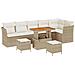 Set di Divani da Giardino 9 Pezzi  con Cuscini Beige in Rattan Sintetico e Acacia, Set da Pranzo 3 Pezzi  con Cuscini Beige in Rattan Sintetico e Acacia - Foto miniatura 1