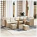 Set di Divani da Giardino 9 Pezzi  con Cuscini Beige in Rattan Sintetico e Acacia, Set da Pranzo 3 Pezzi  con Cuscini Beige in Rattan Sintetico e Acacia - Foto miniatura 2