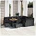 Set di Sofà da Giardino in 12 Pezzi con Cuscini Nero Polyrattan Acacia,  Set di Pranzo da Giardino in 3 Pezzi con Cuscini Nero Polyrattan Acacia,  Sofa da Giardino da Due Persone con Cuscini Nero Polyrattan - Foto miniatura 2
