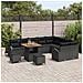 Set di Sofà da Giardino in 12 Pezzi con Cuscini Nero Polyrattan Acacia,  Set di Pranzo da Giardino in 3 Pezzi con Cuscini Nero Polyrattan Acacia,  Sofa da Giardino da Due Persone con Cuscini Nero Polyrattan - Foto miniatura 3