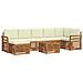 Set divani 8 pcs Naturale e Crema Legno di Acacia Massello - Foto miniatura 1
