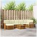 Set divani 8 pcs Naturale e Crema Legno di Acacia Massello - Foto miniatura 2