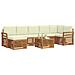 Set divani 8 pcs Naturale e Crema Legno di Acacia Massello - Foto miniatura 3