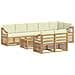 Set divani 9 pcs Bianco e Crema Legno di Acacia Massello - Foto miniatura 1